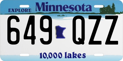 MN license plate 649QZZ