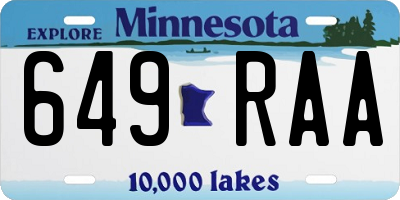 MN license plate 649RAA