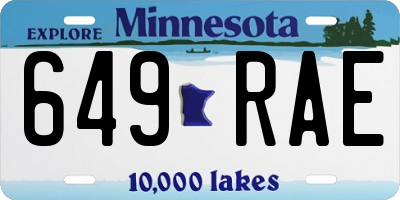 MN license plate 649RAE