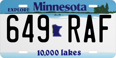 MN license plate 649RAF