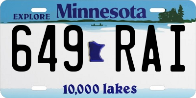 MN license plate 649RAI