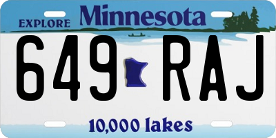 MN license plate 649RAJ