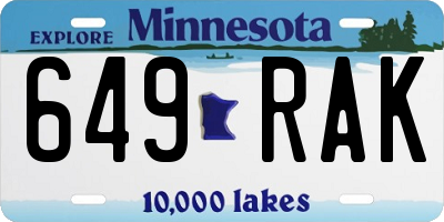 MN license plate 649RAK