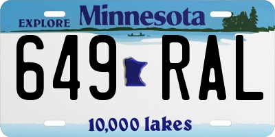 MN license plate 649RAL