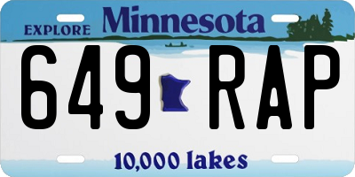 MN license plate 649RAP