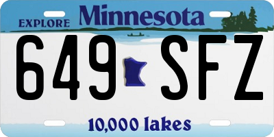 MN license plate 649SFZ