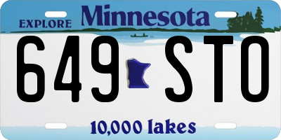 MN license plate 649STO