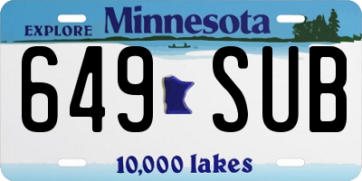 MN license plate 649SUB