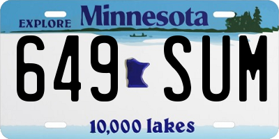MN license plate 649SUM