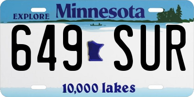MN license plate 649SUR