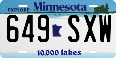 MN license plate 649SXW
