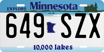 MN license plate 649SZX