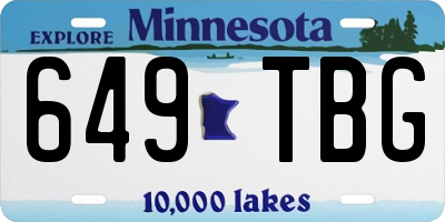 MN license plate 649TBG