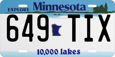 MN license plate 649TIX