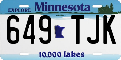 MN license plate 649TJK
