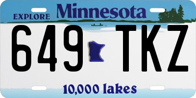 MN license plate 649TKZ