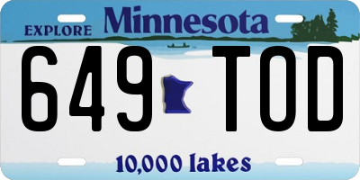 MN license plate 649TOD