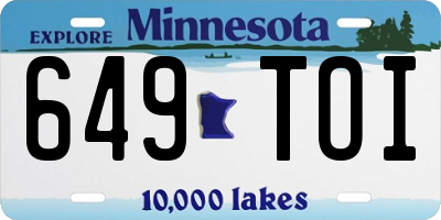 MN license plate 649TOI
