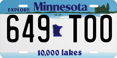 MN license plate 649TOO