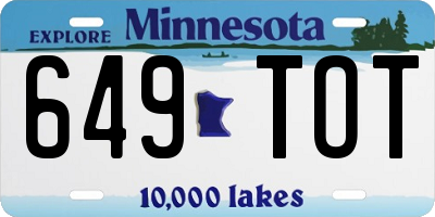 MN license plate 649TOT