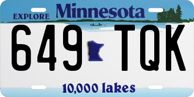 MN license plate 649TQK