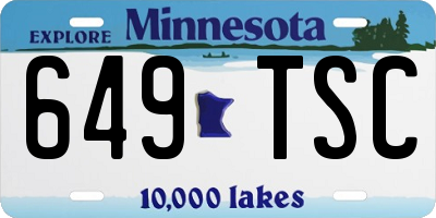 MN license plate 649TSC