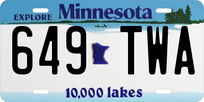 MN license plate 649TWA