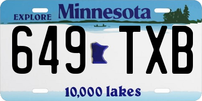 MN license plate 649TXB