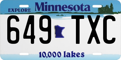 MN license plate 649TXC