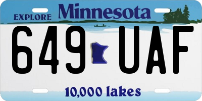 MN license plate 649UAF