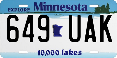 MN license plate 649UAK