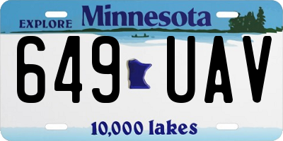 MN license plate 649UAV