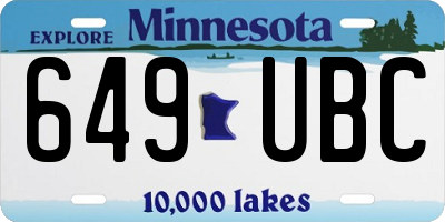 MN license plate 649UBC