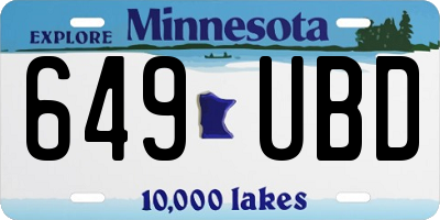 MN license plate 649UBD