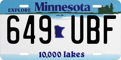 MN license plate 649UBF