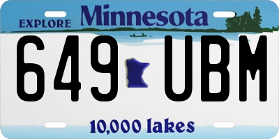 MN license plate 649UBM