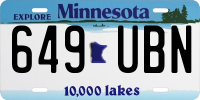 MN license plate 649UBN