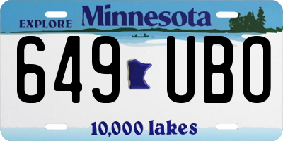 MN license plate 649UBO