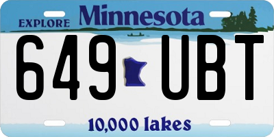 MN license plate 649UBT
