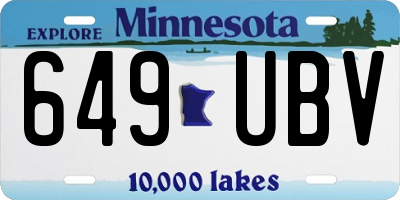 MN license plate 649UBV