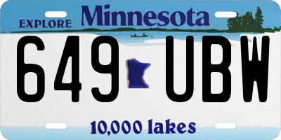 MN license plate 649UBW