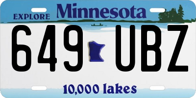 MN license plate 649UBZ