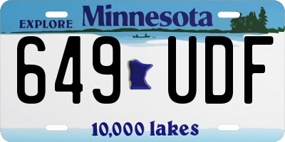MN license plate 649UDF