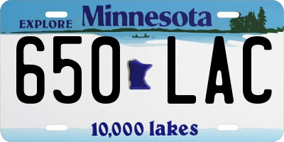 MN license plate 650LAC