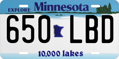 MN license plate 650LBD
