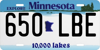 MN license plate 650LBE