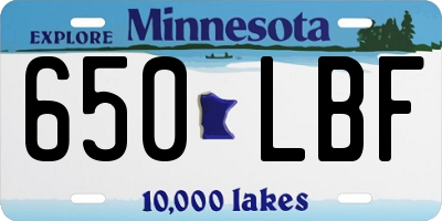 MN license plate 650LBF