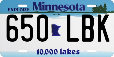 MN license plate 650LBK