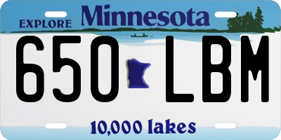 MN license plate 650LBM