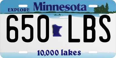 MN license plate 650LBS